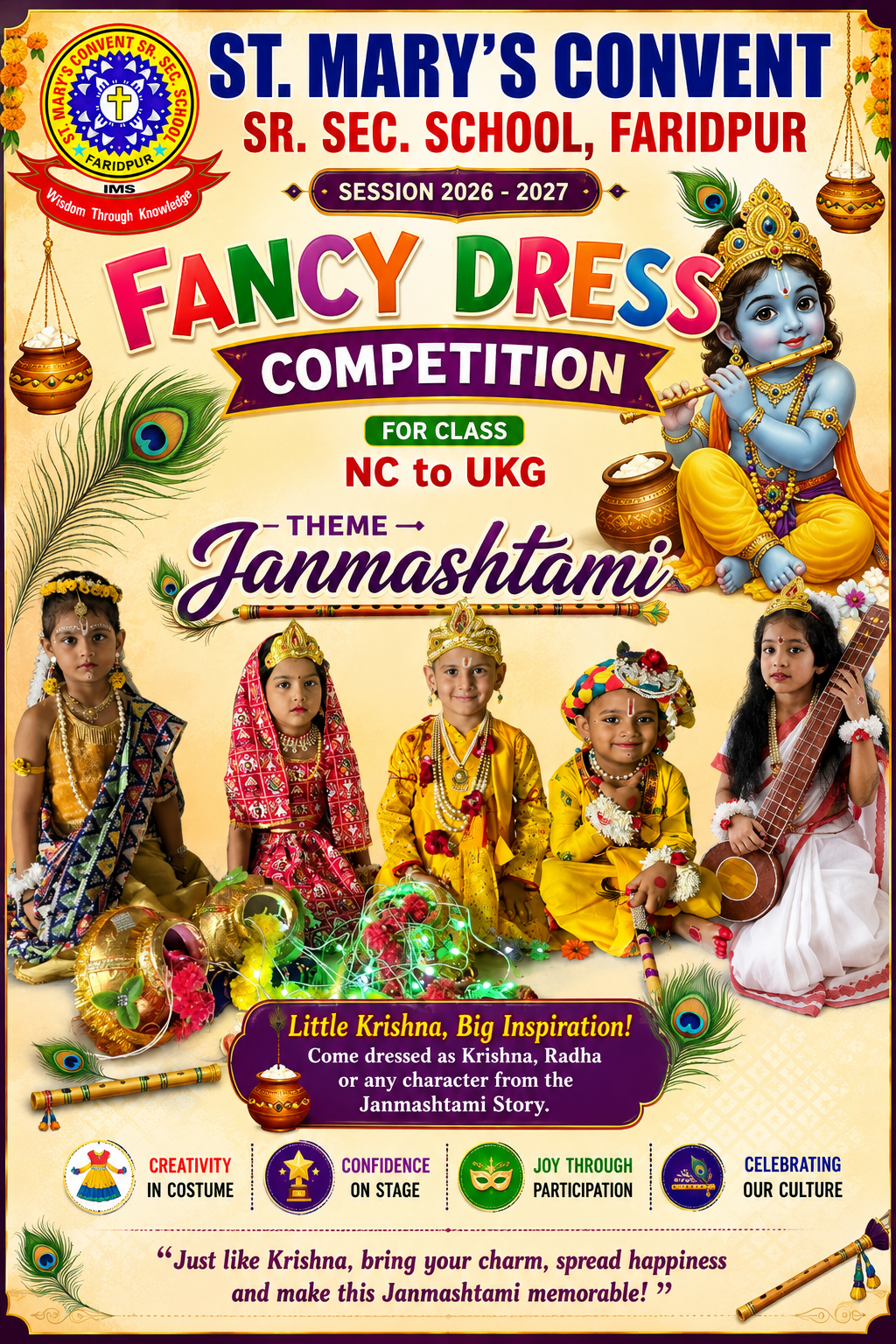 Fancy Dress Competition for students of class NC to UKG Theme Janmashtami